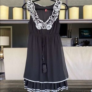 Black Dress with White Embroidery